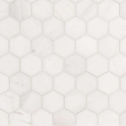 MSI Bianco Dolomite (2" Hexagon Pieces) 11.75" x 12" Polished Marble Mosaic Tile