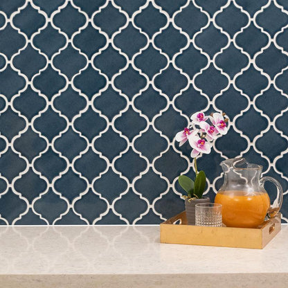 MSI Blue Bay Arabesque 13" x 13" Polished Ceramic Mosaic Tile
