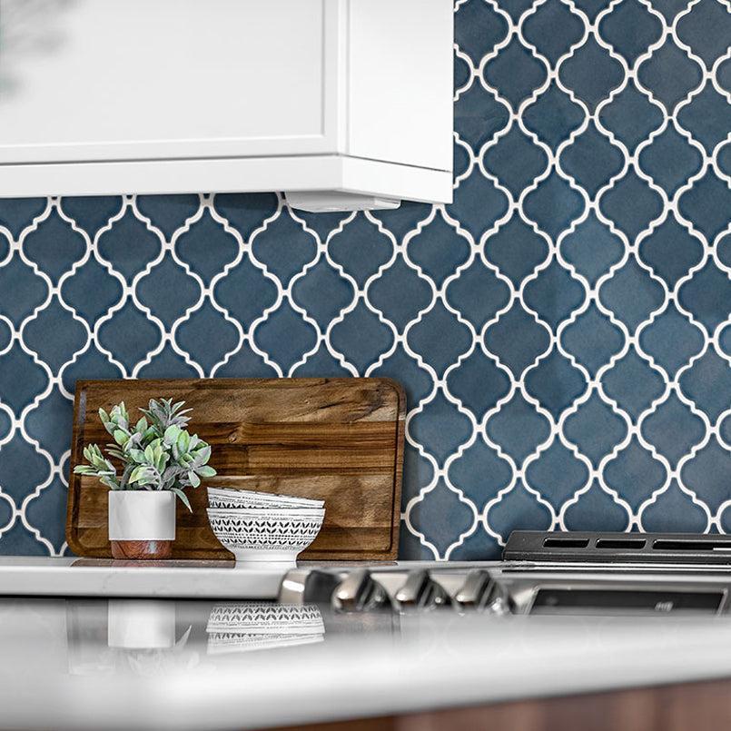 unoa 【Arabesque  blue】Sleeve design MSI Take Home Tile Sample-Bay Blue Glossy Arabesque 4 in. x