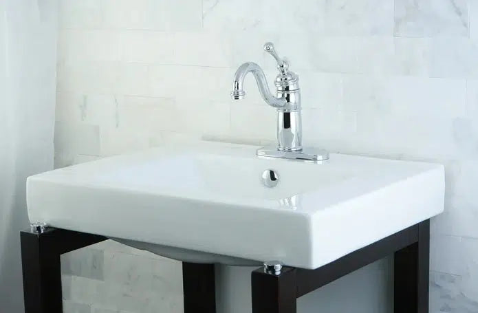 Mission Rectangular Ceramic White Semi-Recessed Vessel Sink