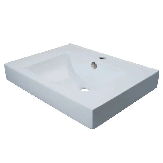 Mission Rectangular Ceramic White Semi-Recessed Vessel Sink