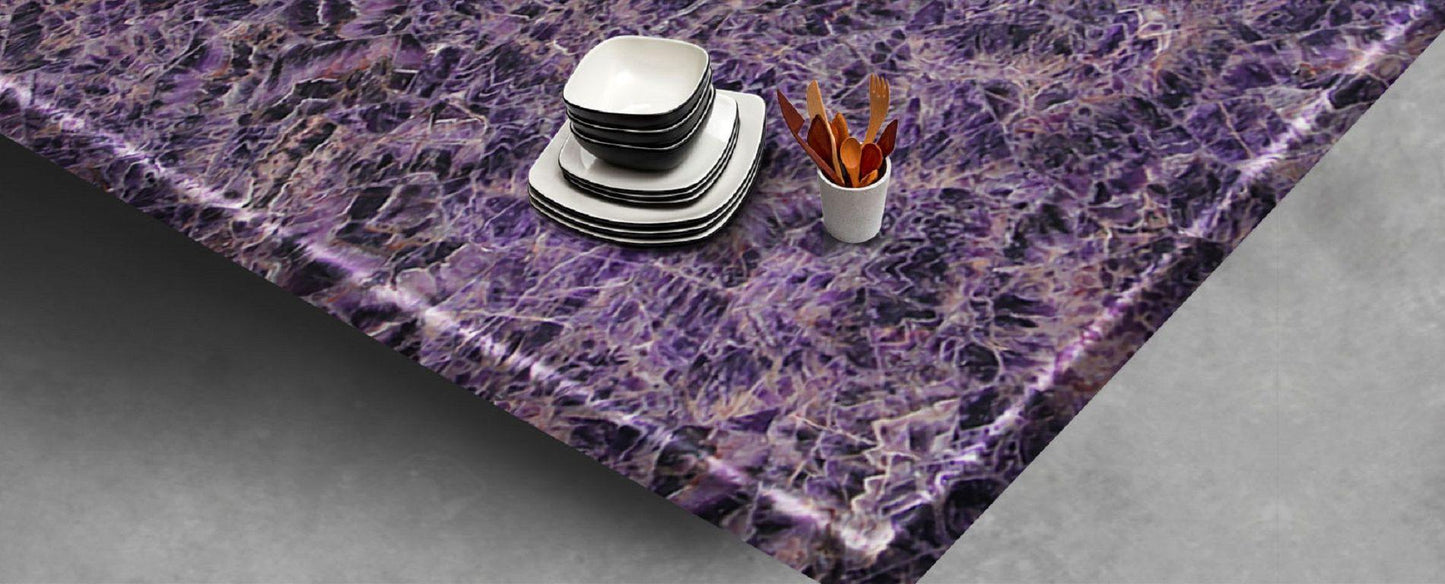 Raphael Stone Amethyst Polished 120" x 57" Semi-Precious Natural Quartz Slab