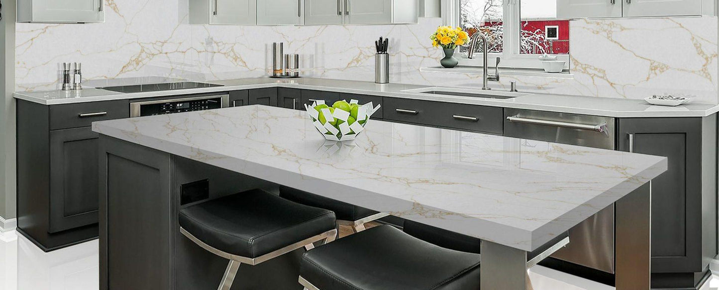 Raphael Stone Calacatta Naple Polished 126" x 63" Quartz Slab