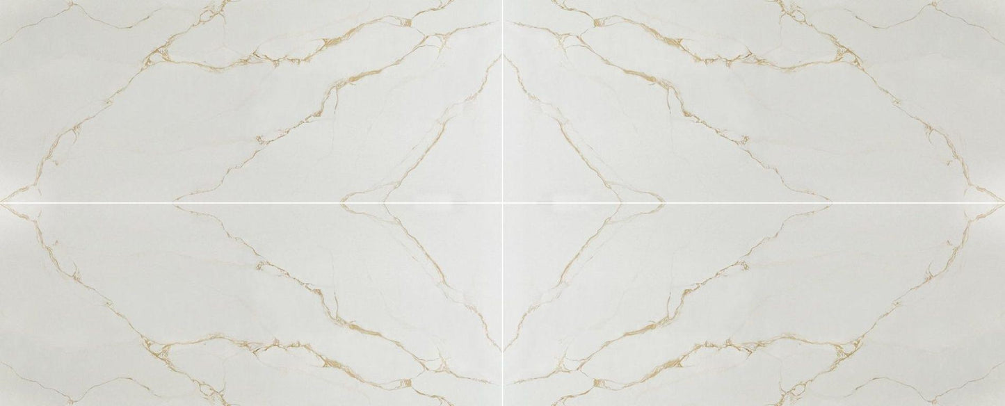 Raphael Stone Calacatta Palermo Bookmatched Polished 126" x 63" Quartz Slab