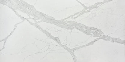 Raphael Stone Calacatta Pyrenees Bookmatched Polished 126" x 63" Quartz Slab