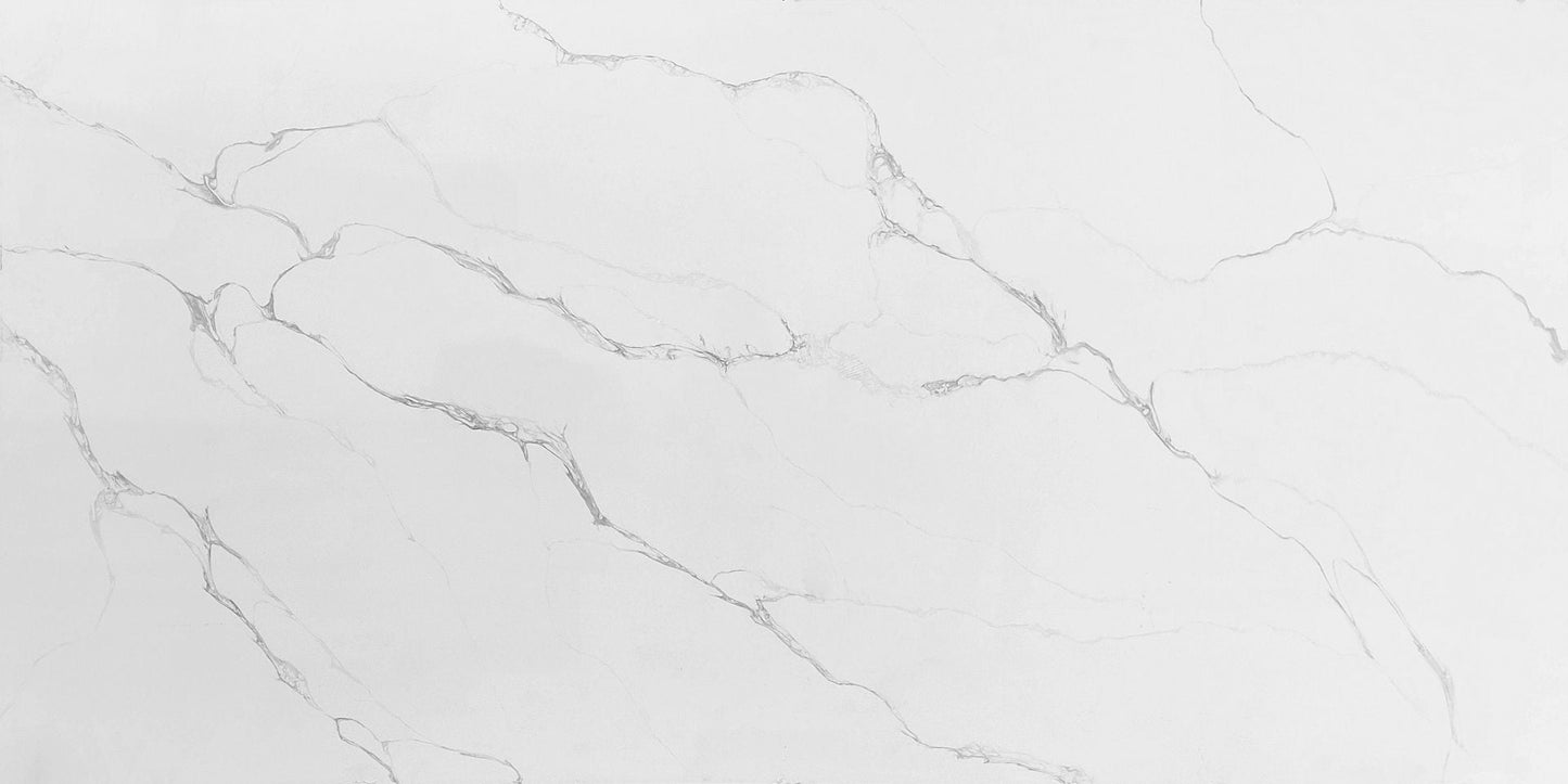 Raphael Stone Calacatta Venetian Bookmatched Polished 126" x 63" Quartz Slab