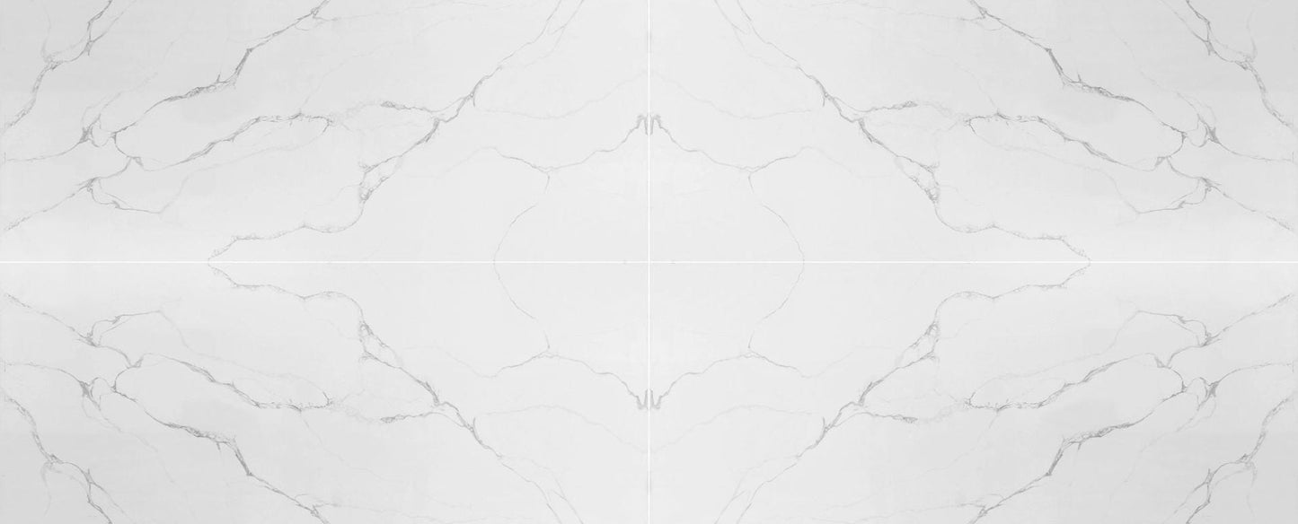 Raphael Stone Calacatta Venetian Bookmatched Polished 126" x 63" Quartz Slab