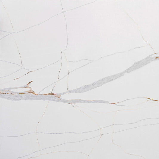 Raphael Stone Calcatta Ana Bookmatched Polished 126" x 63" Quartz Slab