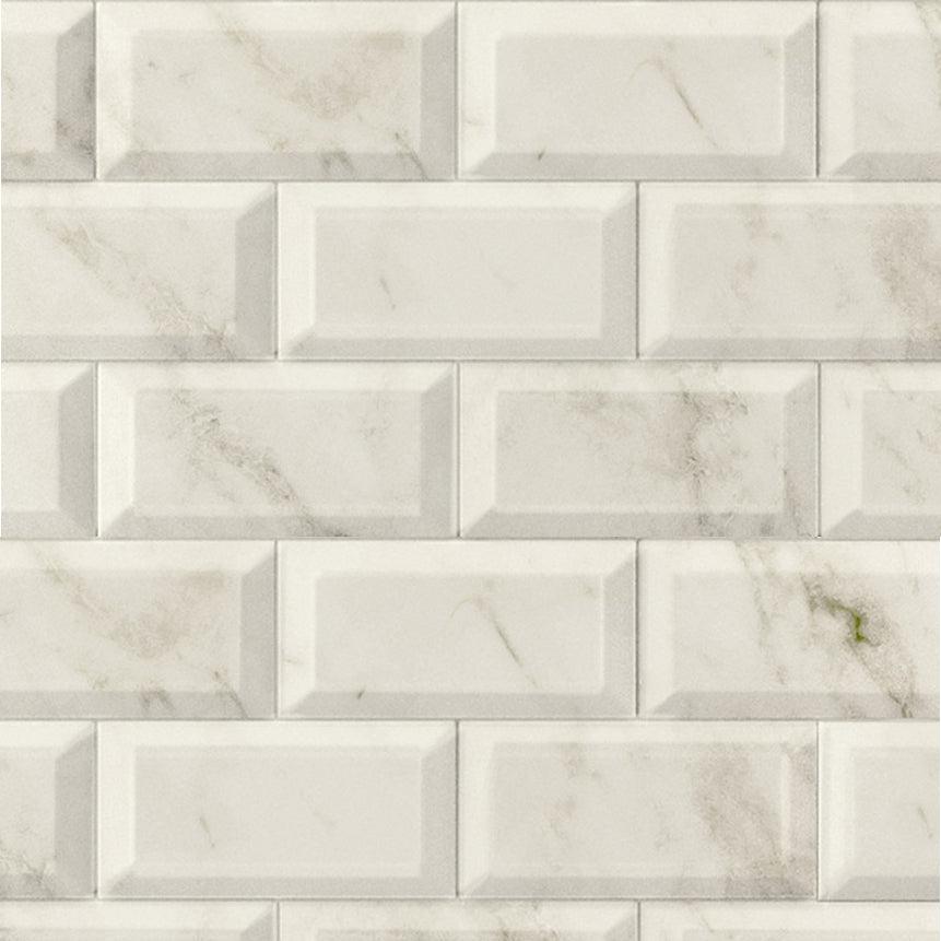 Siena Decor Bisel Brillo Collection Calacata Beige 4" x 8" Polished Porcelain Subway Tile