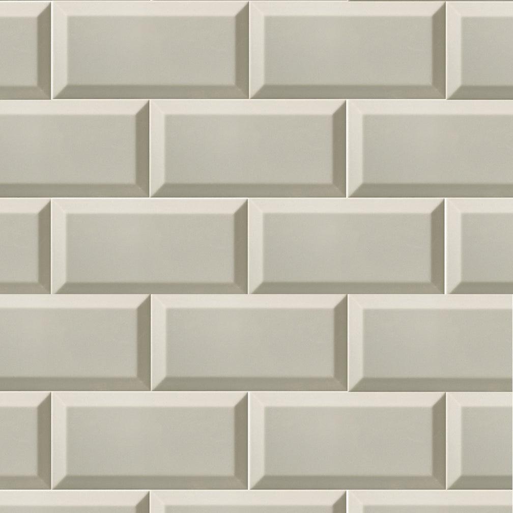 Siena Decor Bisel Brillo Collection Light Grey 4" x 8" Polished Porcelain Subway Tile