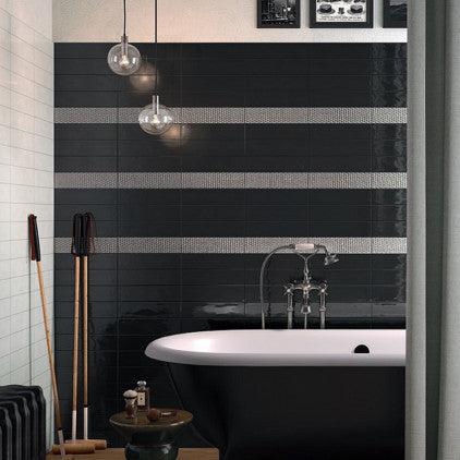 Siena Decor Bubble Collection Black 3" x 12" Polished Porcelain Subway Tile