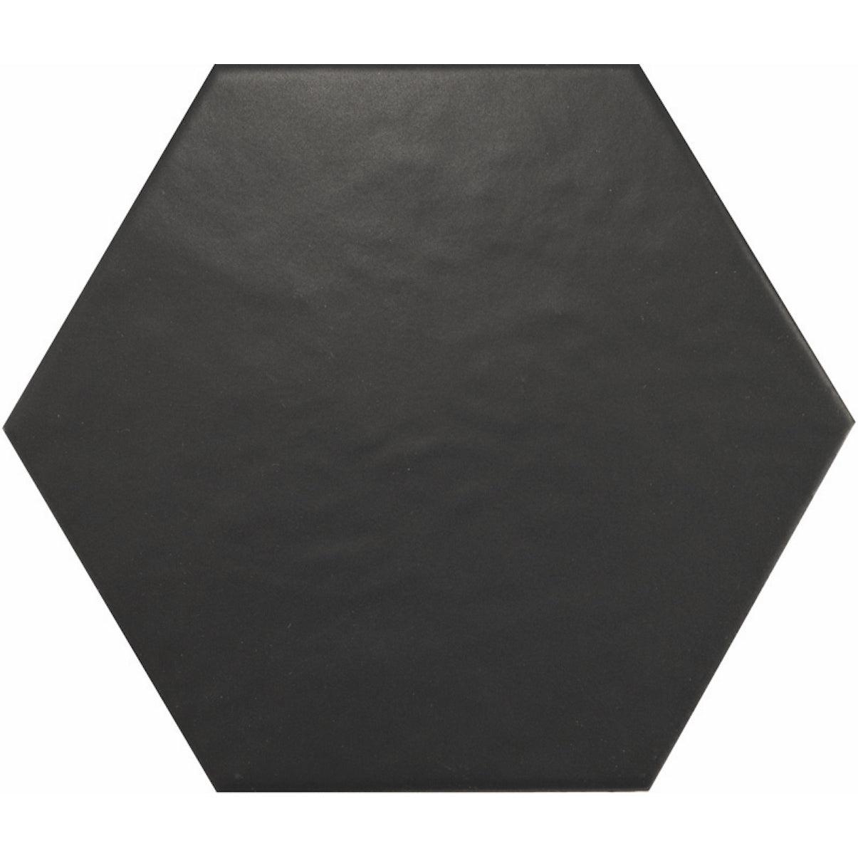 Siena Decor Country Collection Black Hexagon 5" x 4" Matte Porcelain Tile