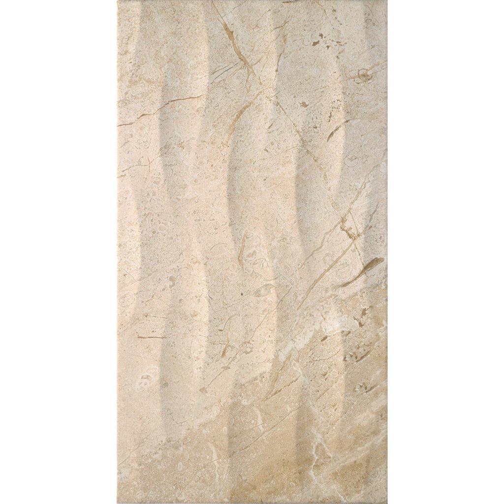 Siena Decor Daino Collection Marfil Ondas 12" x 24" Polished Porcelain Tile