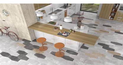 Siena Decor Factoryhex Collection White 9" x 19" Matte Hexagonal Porcelain Tile