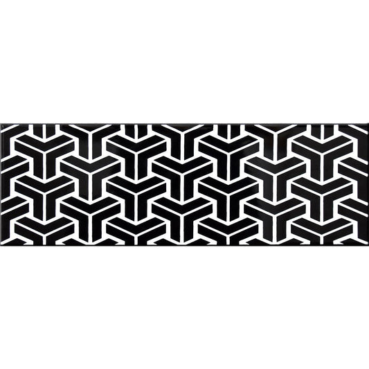 Siena Decor Patchwork Collection 3D Black Deco B 4" x 16" Polished Porcelain Decorative Subway Tile