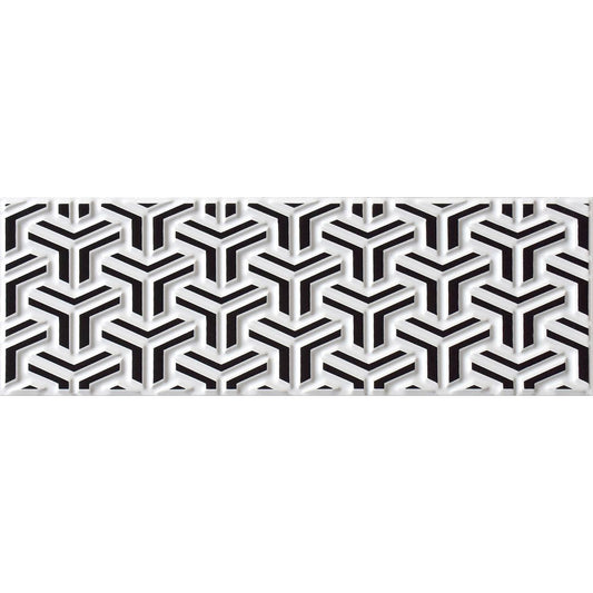 Siena Decor Patchwork Collection 3D White Deco B 4" x 16" Polished Porcelain Decorative Subway Tile