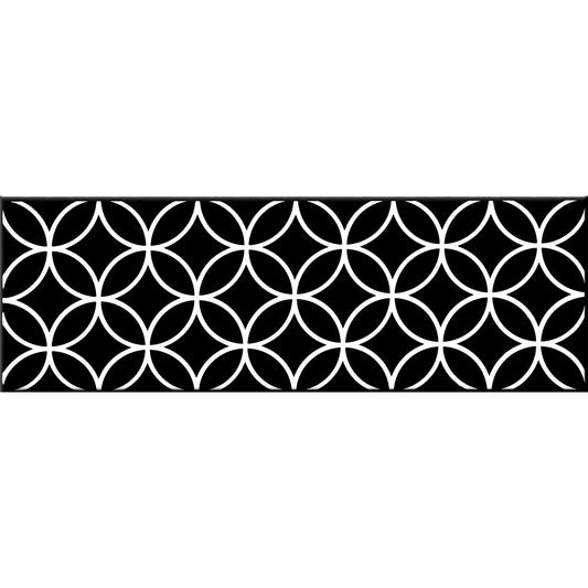 Siena Decor Patchwork Collection Black Deco A 4" x 16" Polished Porcelain Decorative Subway Tile