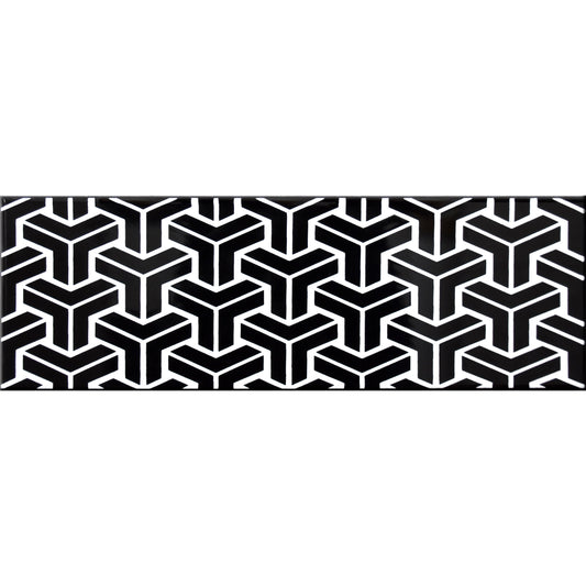 Siena Decor Patchwork Collection Black Deco B 4" x 16" Polished Porcelain Decorative Subway Tile