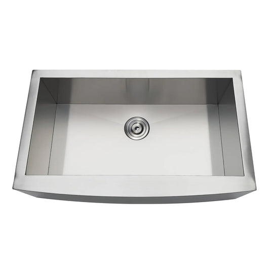 Uptowne 33" x 20" x 9-3/16" Brushed Stainless Steel Apron-Front Single Bowl Self-Rimming Farmhouse Kitchen Sink