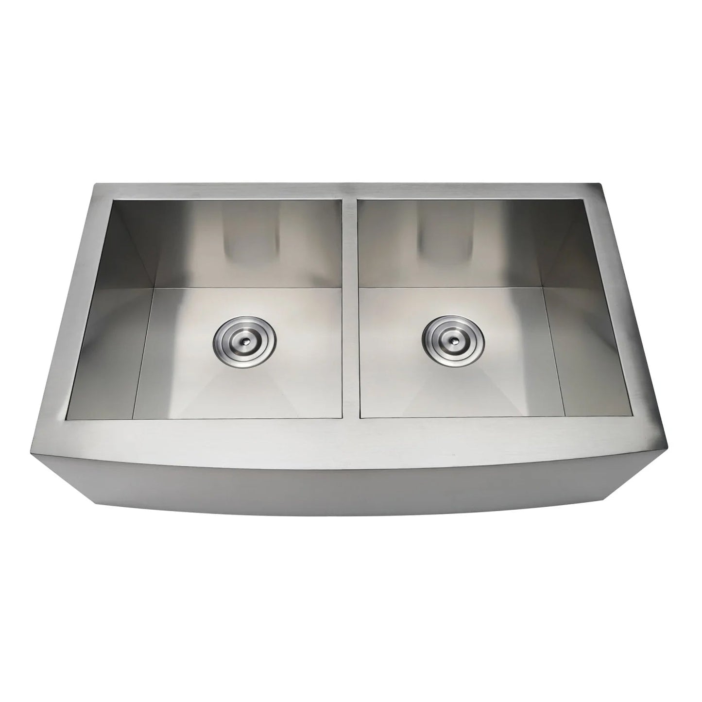 Uptowne 33" x 20" x 9-5/16" Stainless Steel Apron-Front Double Bowl Self-Rimming Farmhouse Kitchen Sink