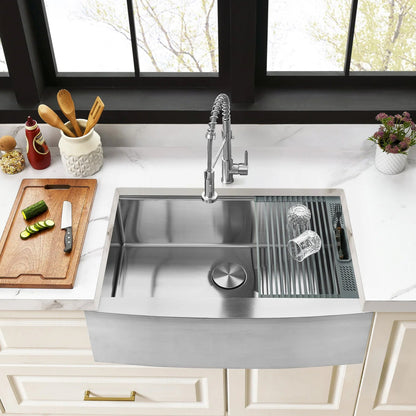 Uptowne 33" x 22" x 10-1/2" Stainless Steel Apron-Front Single Bowl Undermount Farmhouse Kitchen Sink