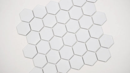 MSI White Glossy Hexagon (2" Pieces) 11.75" x 11.75" Polished Porcelain Mosaic Tile