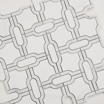 MSI Bianco Dolomite Gridwork 12" x 12" Polished Marble Mosaic Tile