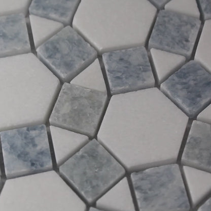 ET Aether Crystal Ocean Honed 11.5" x 12" Marble And Quartzite Mosaic Tile