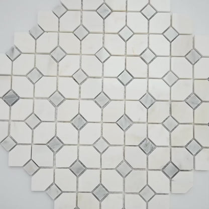 MSI Bianco Dolomite Crema Dotty Grey Pattern 12.25" x 12.5" Polished Marble Mosaic Tile