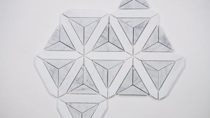MSI Carrara White Geometric (0.77 Square Feet Per Piece) Polished Marble Mosaic Tile