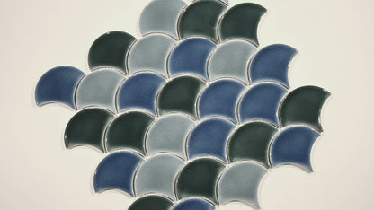 MSI Azul Scallop 11.25" x 11.25" Polished Porcelain Mosaic Tile
