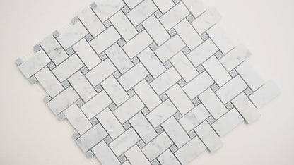 MSI Carrara White Basketweave 12" x 12" Matte Marble Mosaic Tile
