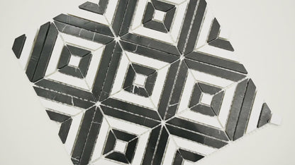 MSI Rhombix Nero Geometric 12" x 12" Polished Marble Mosaic Tile