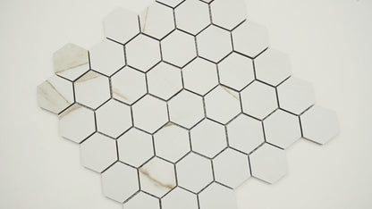 MSI Calacatta Porcelain (2" Pieces) 11.75" x 12" Matte Porcelain Mosaic Tile