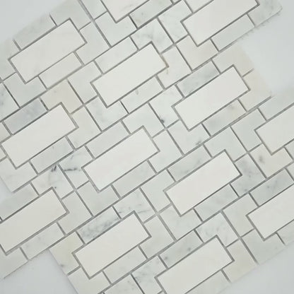 MSI Bianco Dolomite Lynx Grey 12" x 12" Polished Marble Mosaic Tile