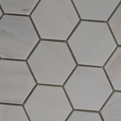 ET Hexagon Dolomite Honed (2" x 2" pieces) 12" x 12" Marble Mosaic Tile