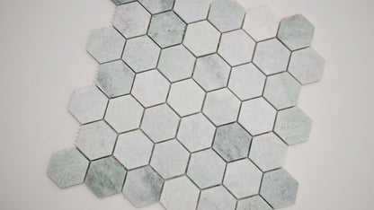 MSI Icelandic Green Hexagon (2" Pieces) 11.75" x 12" Polished Marble Mosaic Tile