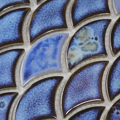 ET Dragon Scale Royal Blue 9.75" x 12" Mosaic Tile