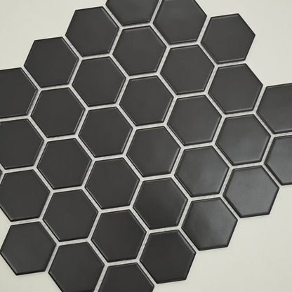 MSI Black Hexagon (2" Pieces) 11.75" x 11.75" Matte Porcelain Mosaic Tile