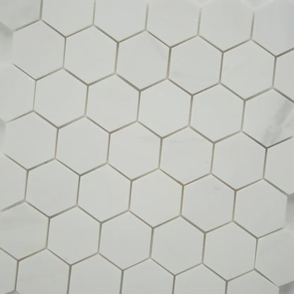 MSI Bianco Dolomite (2" Hexagon Pieces) 11.75" x 12" Polished Marble Mosaic Tile