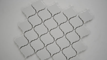 MSI White Glossy Arabesque (0.73 Square Feet Each) Polished Porcelain Mosaic Tile